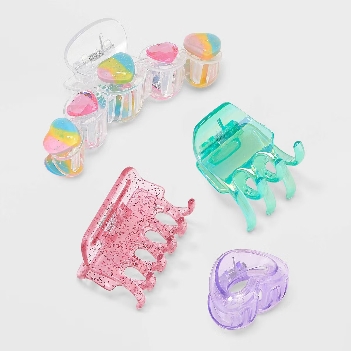 Girls' 4pk Claw Clips with Hearts - Cat & Jack™ | Target