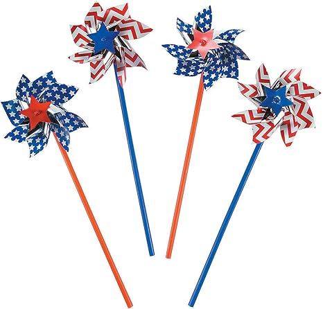 Fun Express American Flag Pinwheel - Set of 36 Pieces of These Eye-Catching Garden Pinwheels Meta... | Amazon (US)
