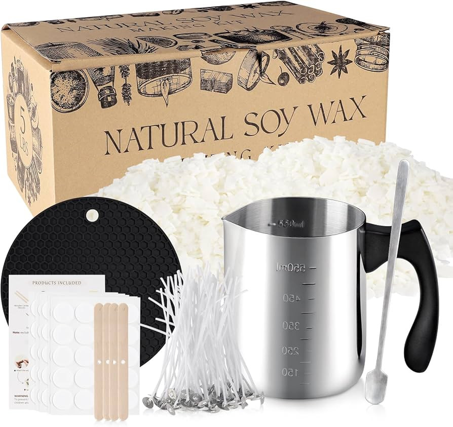 Candle Making Kits for Adults,Beginner,Kids, Soy Wax, Making Supplies Include 5 LB Soy Wax Flakes... | Amazon (US)