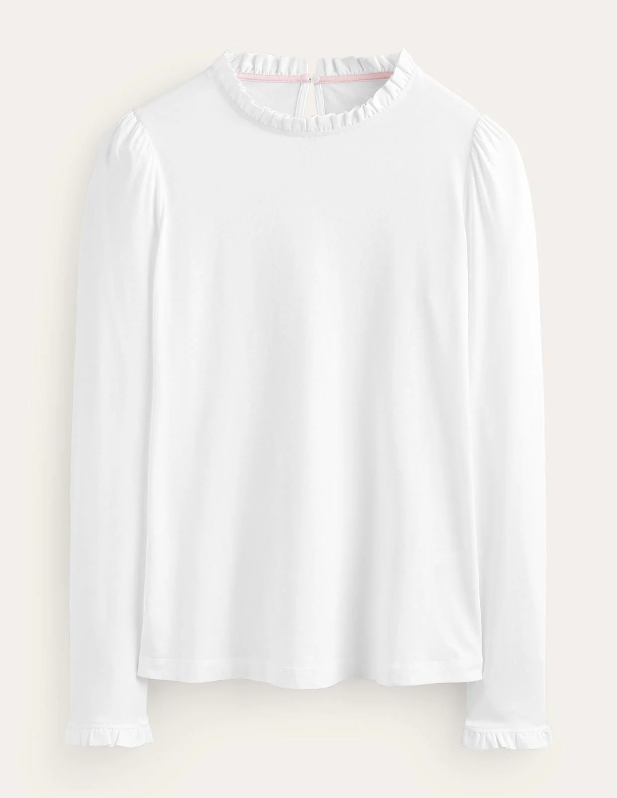 Supersoft Frill Detail Top-White | Boden UK