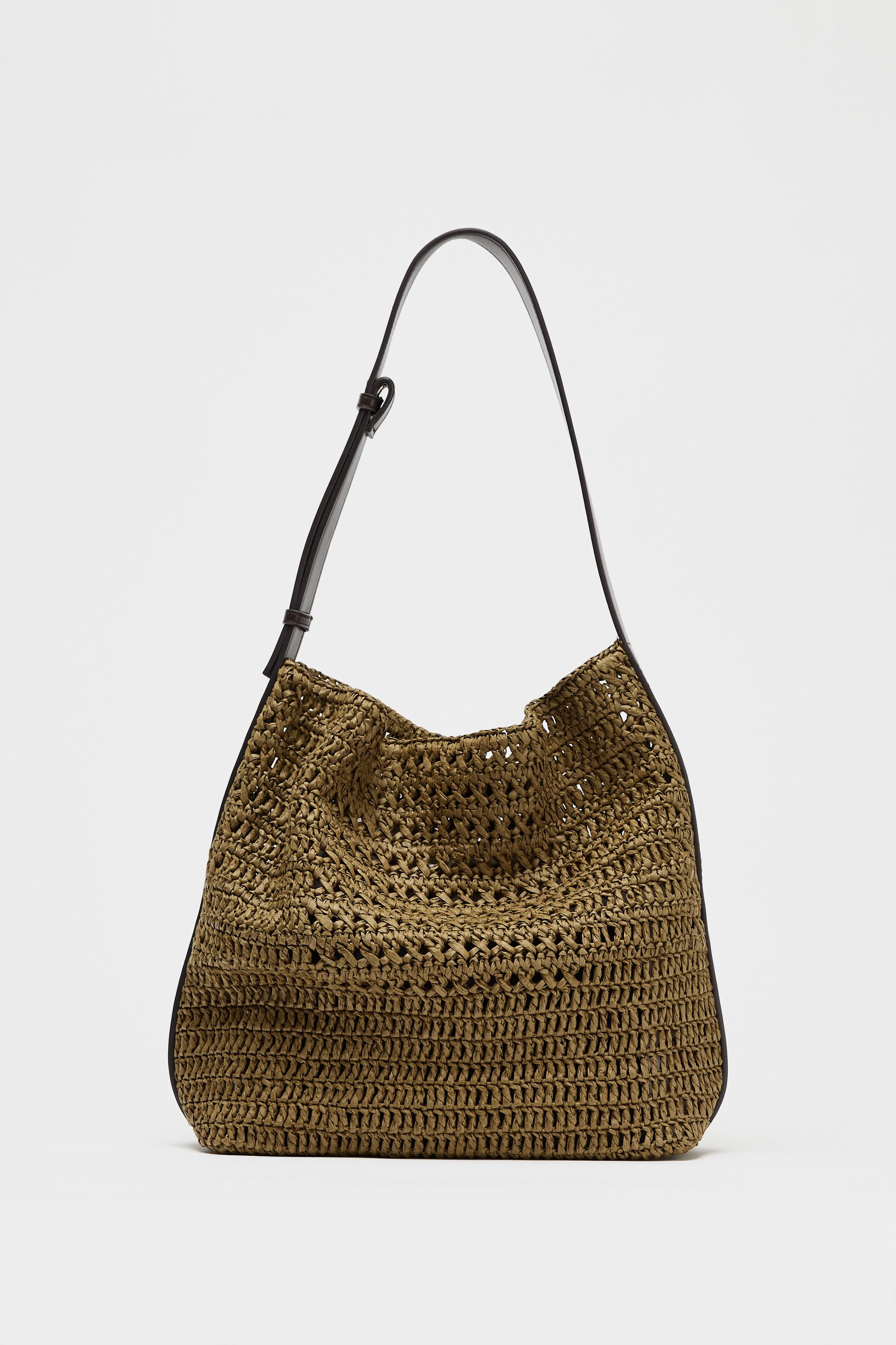 RAFFIA-EFFECT BUCKET BAG Green Light beige | Zara UK