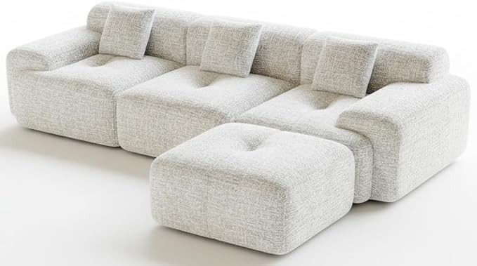 122" L Shaped Convertible Modular Couch, Cloud Couch Sectional with Ottoman, 4-Seater Chenille Bo... | Amazon (US)