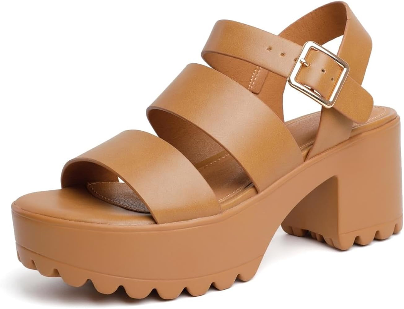 GOUPSKY Platform Sandals for Women Lug Sole Block Heeled Sandals with Adjustable Ankle Strap | Amazon (US)
