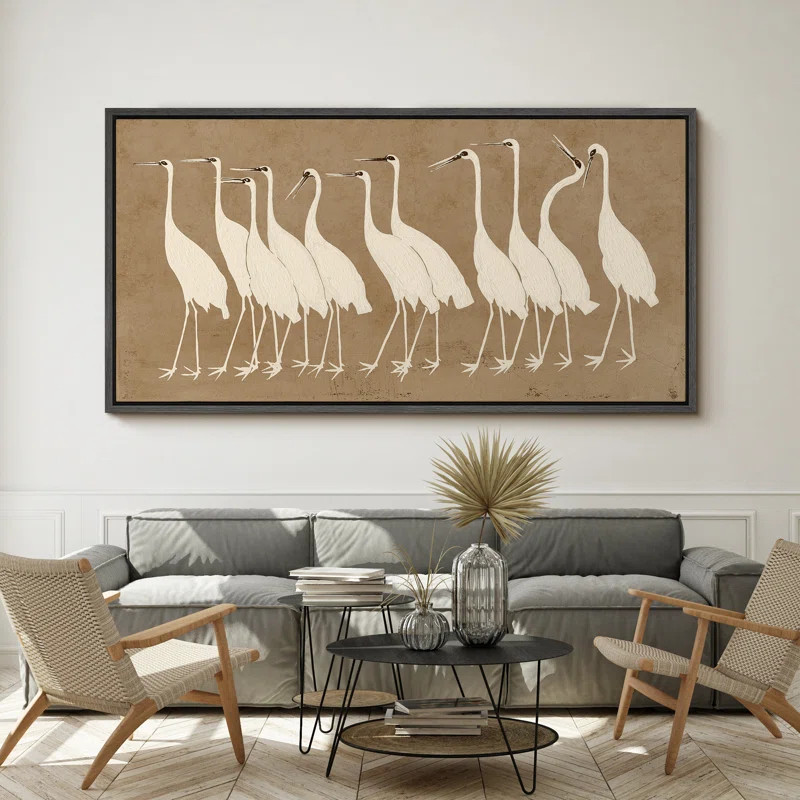 IDEA4WALL Brown Heron Bird Animal Vintage Retro Minimalist Extra Large Pictures Framed Canvas Pri... | Wayfair North America