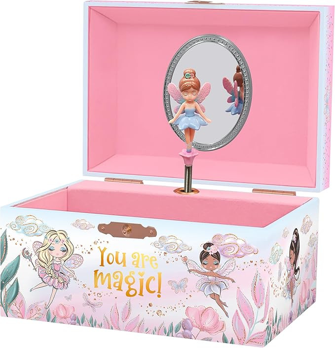 Giggle & Honey Musical Fairy Jewelry Box for Girls - Kids Music Box with Spinning Fairy and Mirro... | Amazon (US)