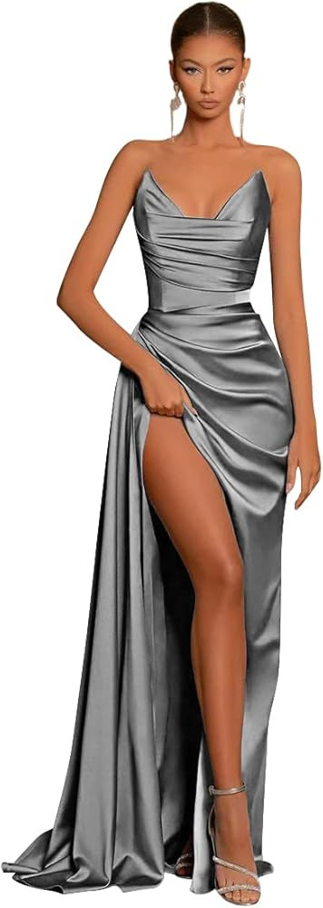 Women's Off The Shoulder Prom Dresses Satin Bridesmaid Formal Dress Long Ball Gown Mermaid Corset... | Amazon (US)