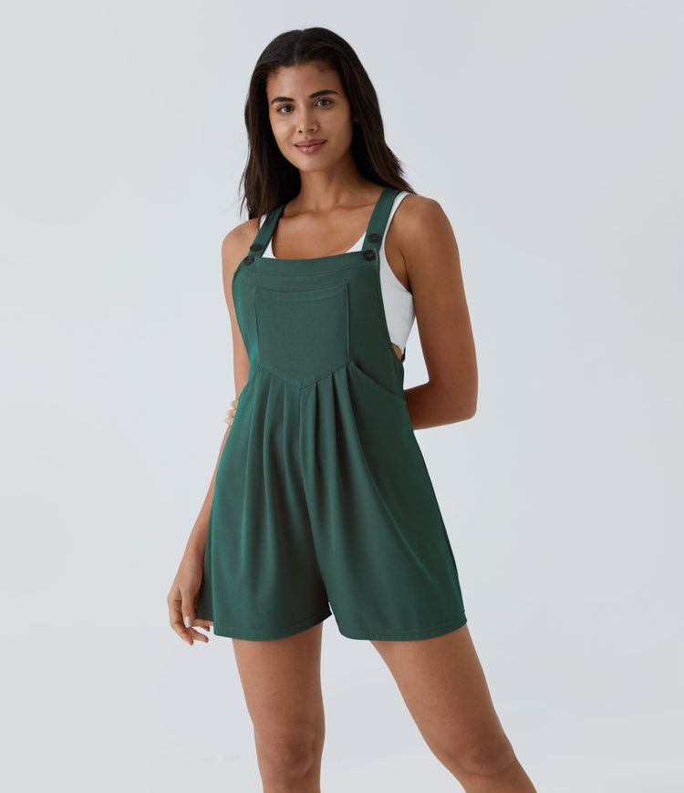 Pockets Waffle Casual Overalls | HALARA