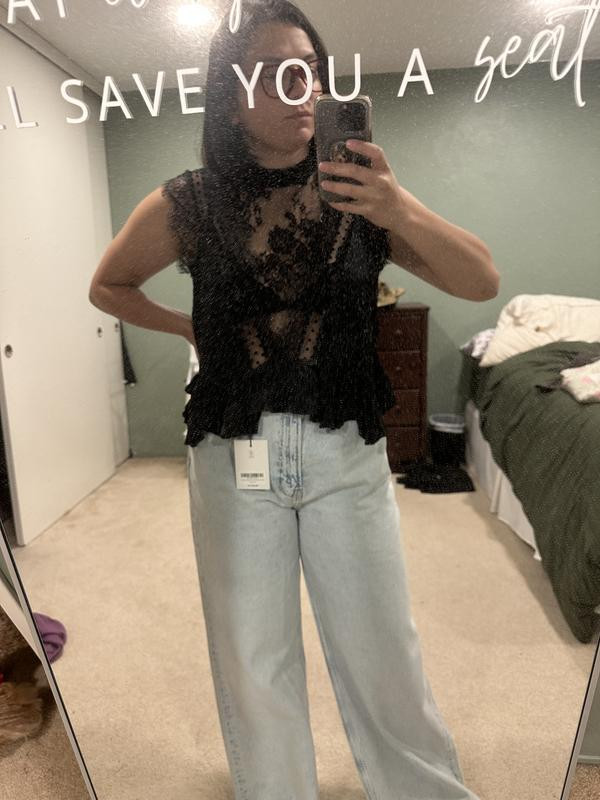 By Anthropologie Sheer Lace Peplum Blouse | Anthropologie (US)