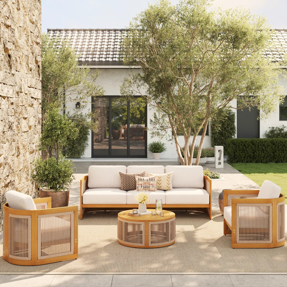 5 - Person Outdoor Seating Group With Cushions | Wayfair North America