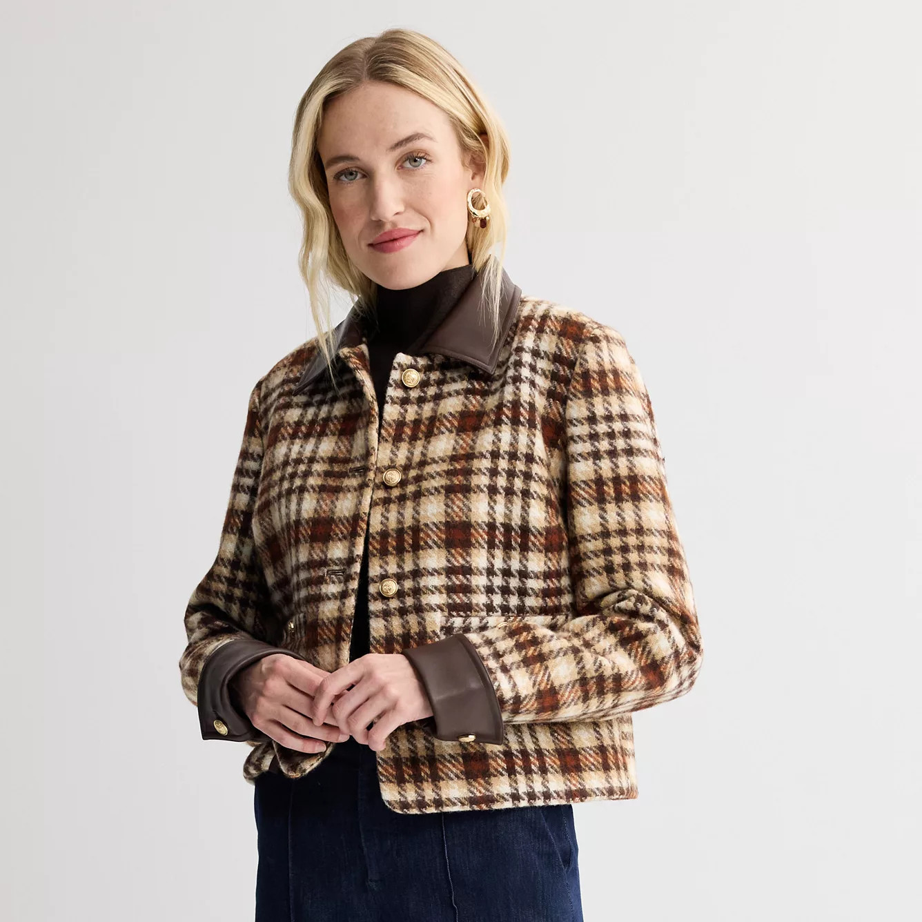 Women's Nine West Button Front Collared Jacket | Kohl's