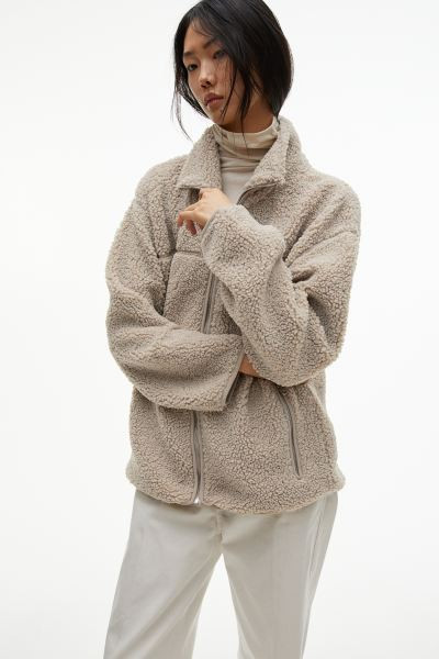 Teddy Fleece Jacket - Beige - Ladies | H&M US | H&M (US + CA)