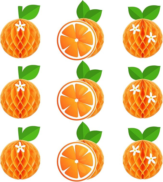 WILLBOND 9 Pcs Orange Honeycomb Balls Birthday Party Supplies Favors Table Centerpieces Tissue Pa... | Amazon (US)