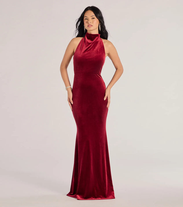 Nara Long Velvet Halter Mermaid Dress | Windsor Stores