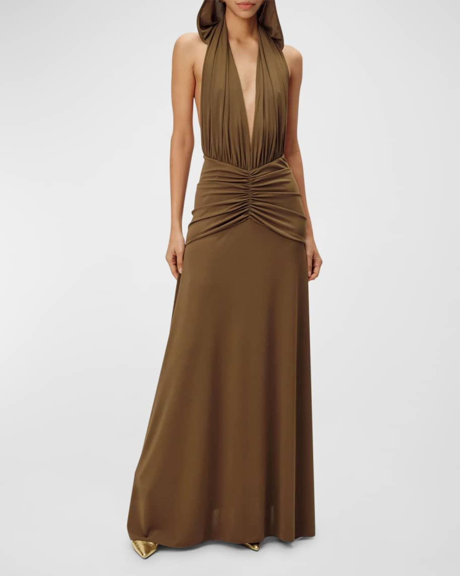 Ronny Kobo Hunter Hooded Sleeveless Plunge Maxi Dress | Neiman Marcus