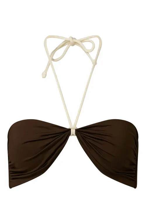 WeWoreWhat Rope Tie Halter Bikini Top in Mahogany at Nordstrom, Size X-Small | Nordstrom