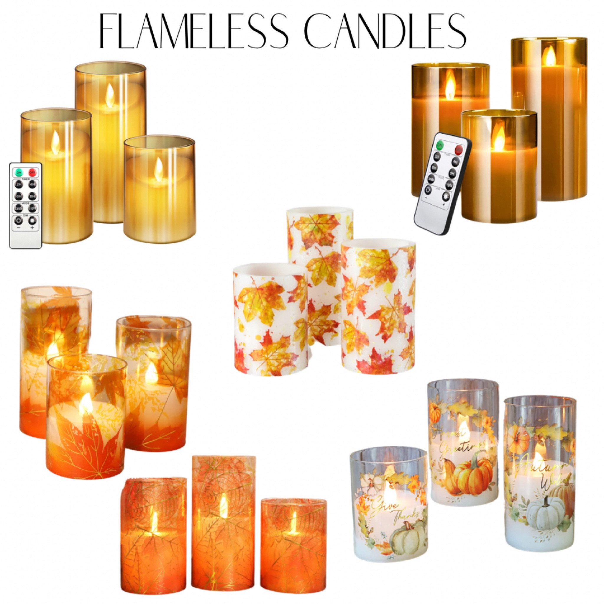 Flickering LED Flameless Candles, Battery Operated Glass Effect Candles with Remote Timer, Gold-Red Maple Leaves Realistic Wax Pillar Candles for Bedroom Home Decor, Table Ornament


#LTKhome #LTKSeasonal #LTKstyletip