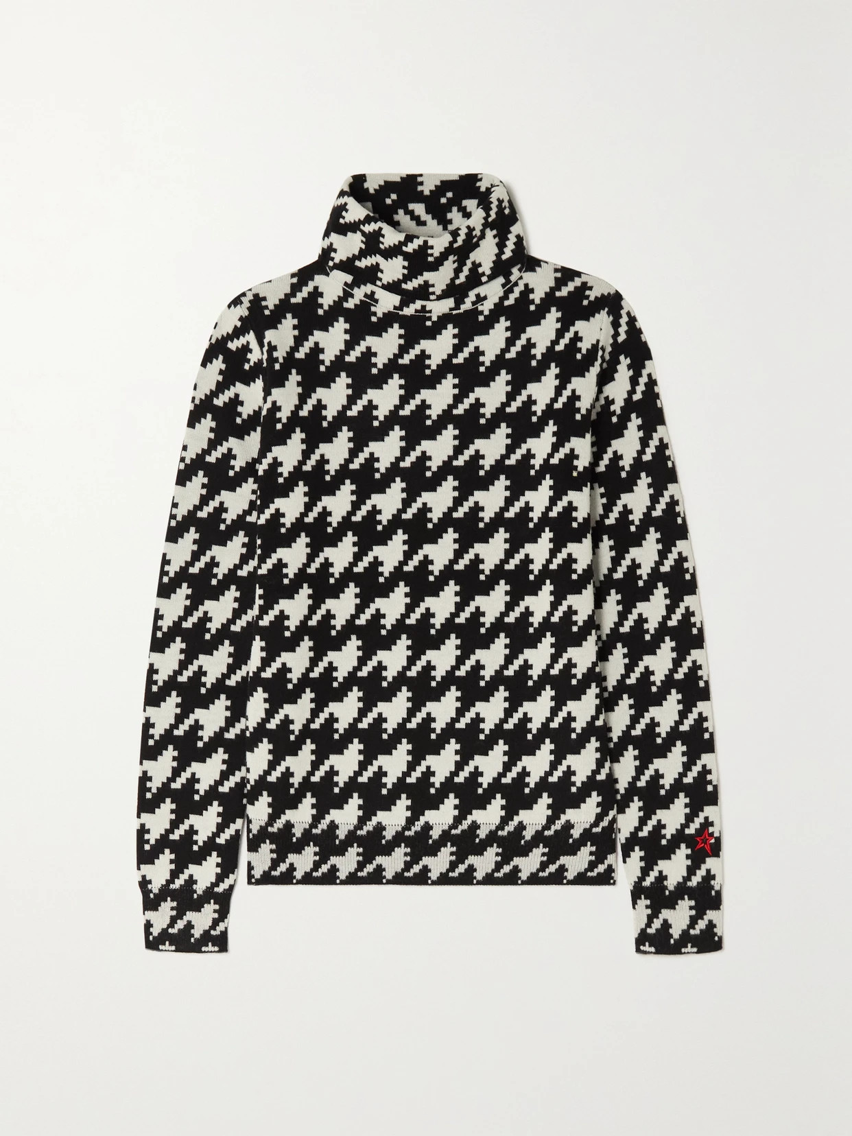 Perfect Moment - Houndstooth Merino Wool Turtleneck Sweater - Black | NET-A-PORTER (US)