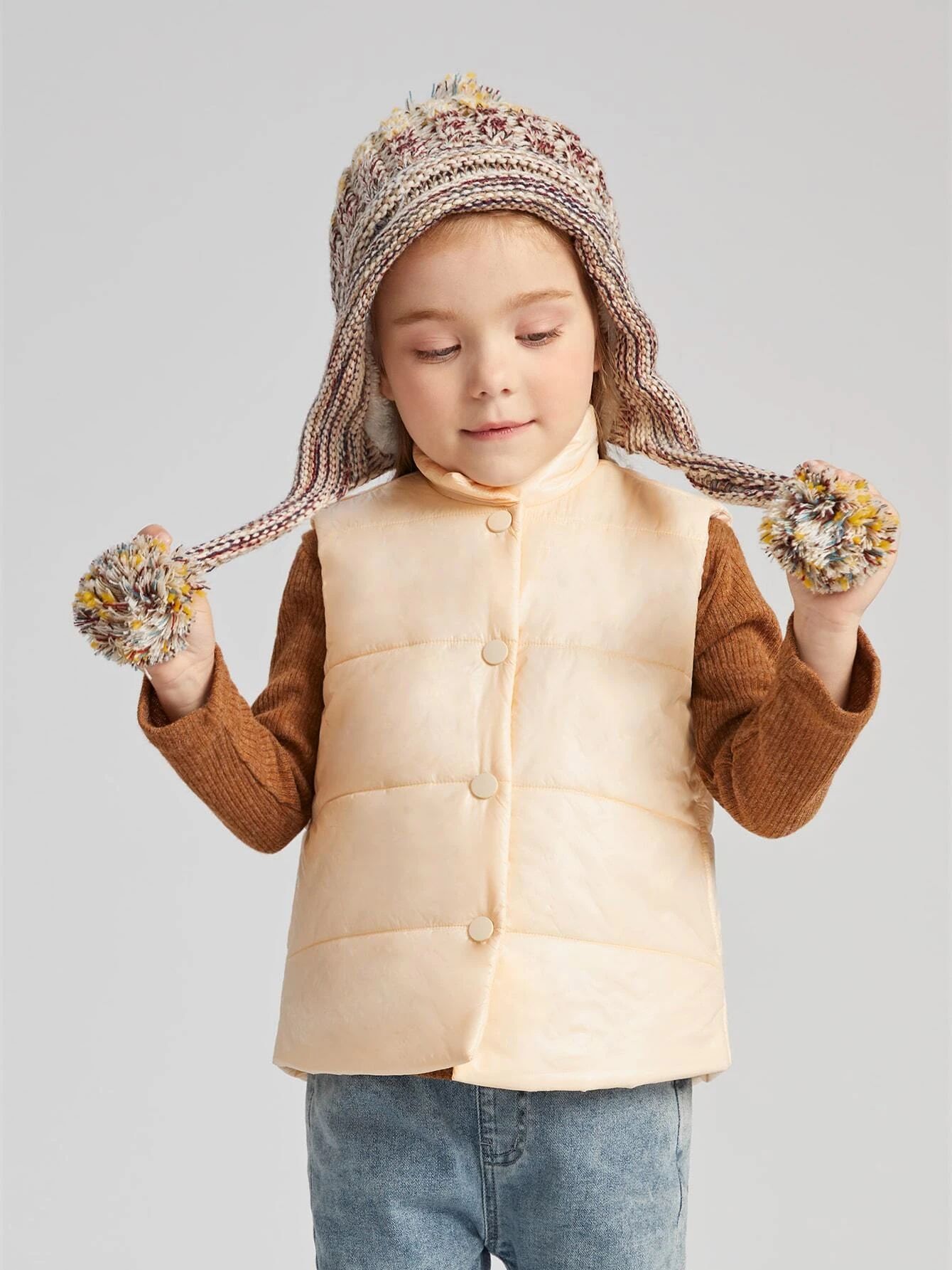 SHEIN Toddler Girls Pressed Button Vest Puffer Coat | SHEIN