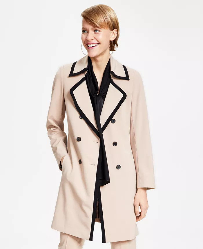 Women's Bi-Stretch Framed Trench Coat, Created for Macy's | Macys (US)