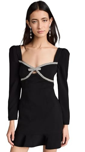Self Portrait Women's Black Diamante Bow Mini Dress, Black, 2 | Amazon (US)