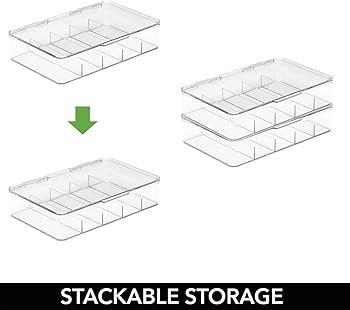 mDesign Plastic Stackable Eyeglass Case Storage Organizer with Hinged Lid for Unisex Sunglasses, ... | Amazon (US)