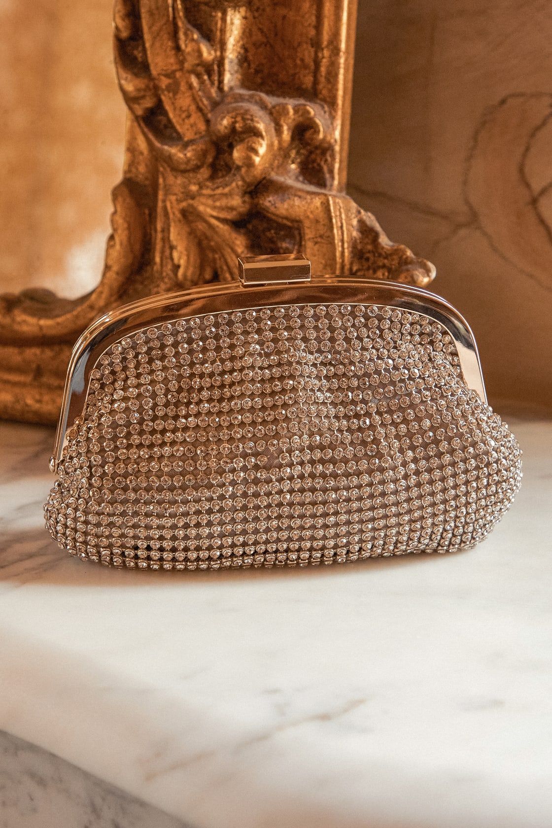 Elevated Love Gold and Silver Rhinestone Chainmail Clutch | Lulus