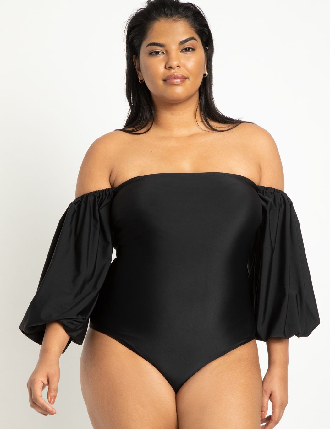 Puff Sleeve Off The Shoulder Swimsuit | Eloquii