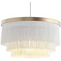 Nordic Decorative Pendant Light Warm Romantic LED Tassel Ceiling Chandeliers Gray/Blue/Pink/White Cr | Amazon (US)