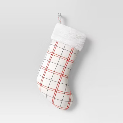 20" Woven Plaid Christmas Stocking with Faux Shearling Cuff - Wondershop™ | Target