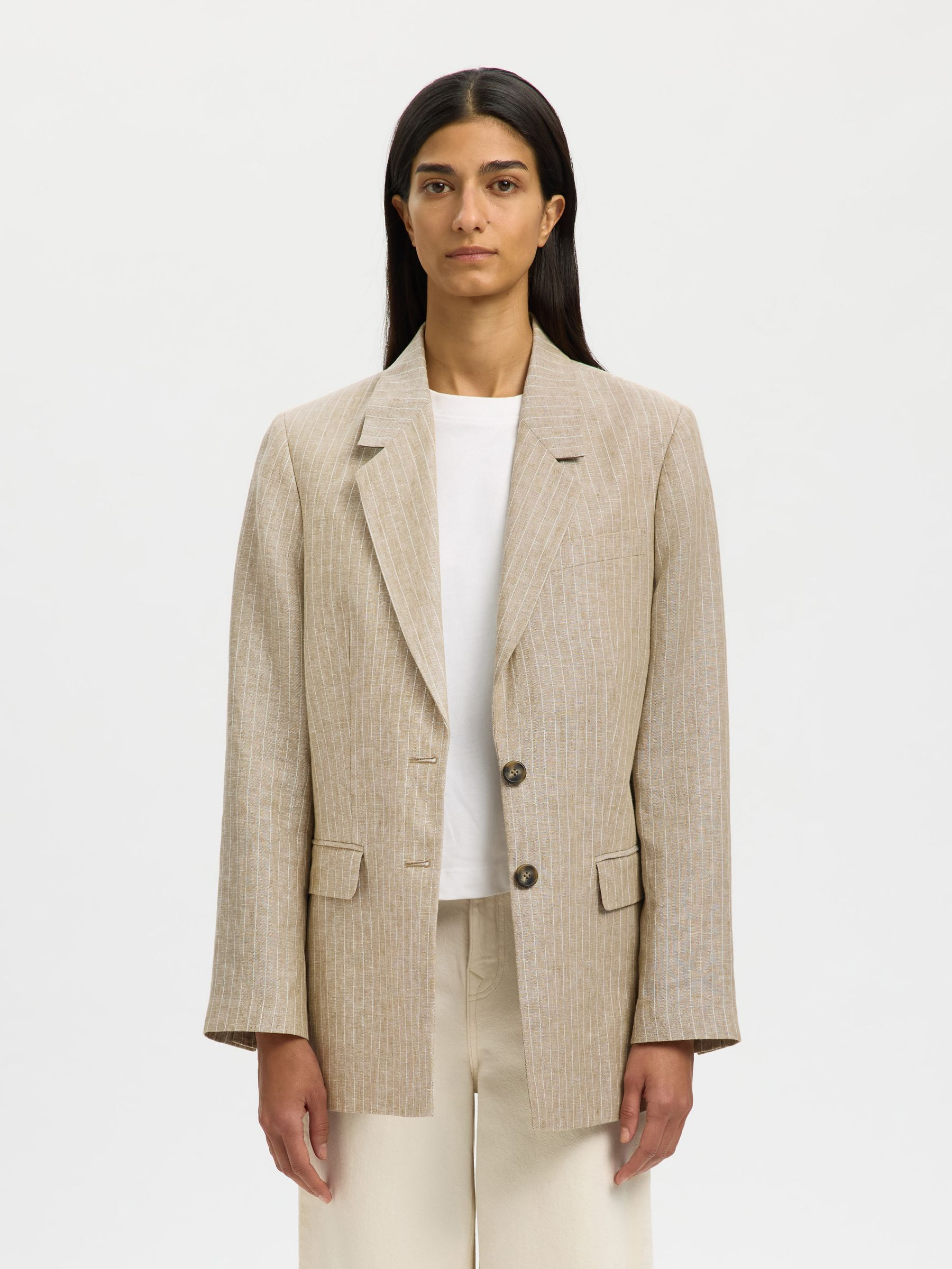RELAXED FIT LINEN BLAZER | Brown | Selected | Selected