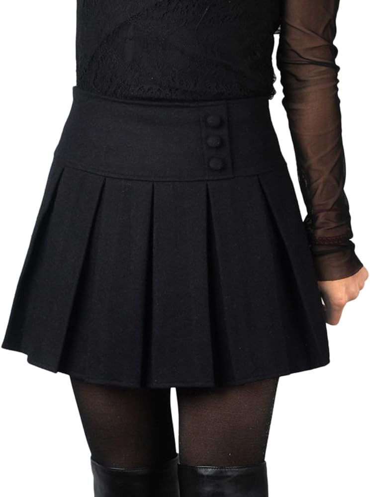 chouyatou Women's Casual Plaid High Waist A-Line Wool Pleated Short Skirt | Amazon (US)