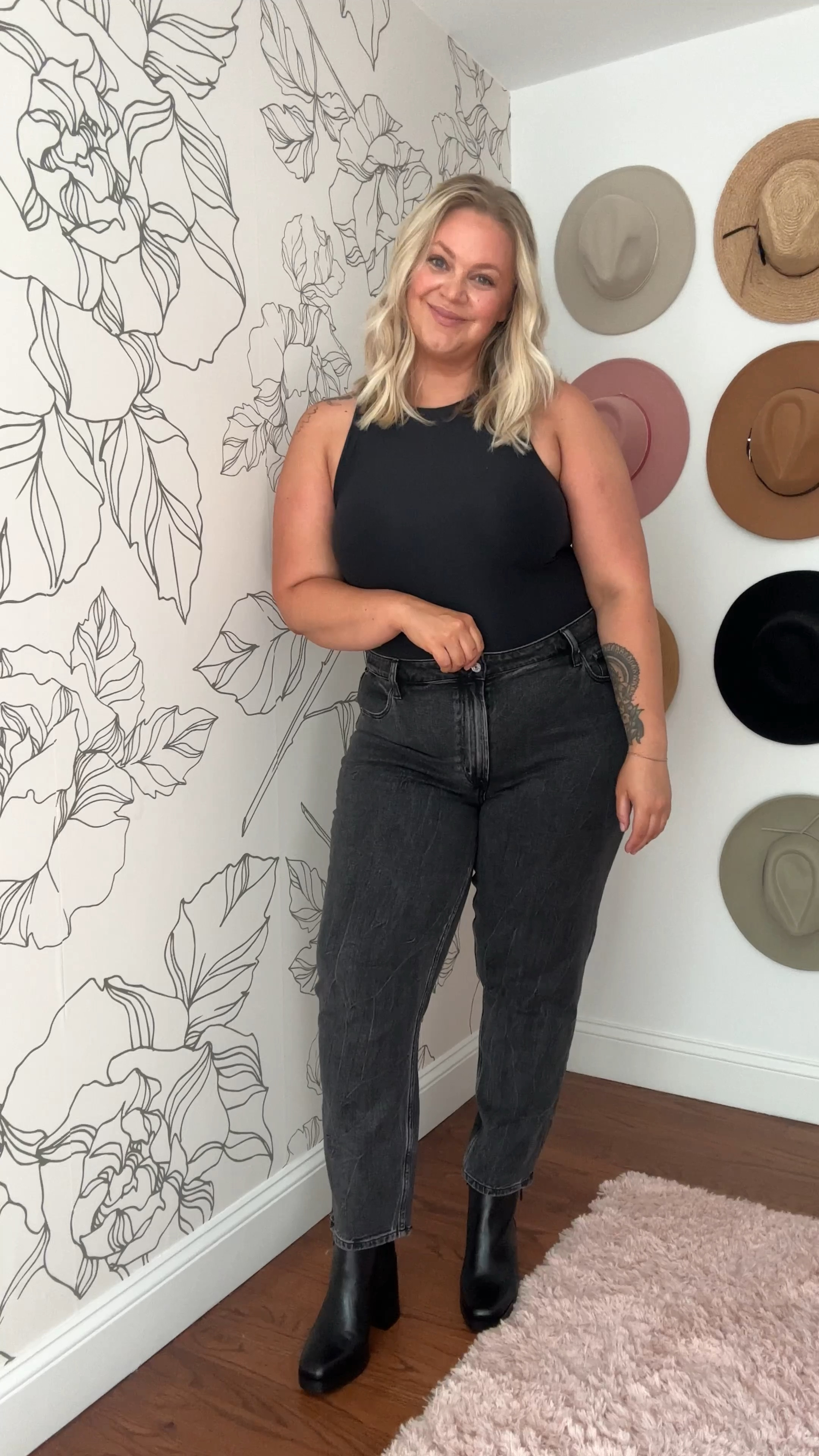 OBSESSED with this black on black look for fall! 

Bodysuit: XL
Jeans: 34 regular 

#LTKcurves #LTKSeasonal