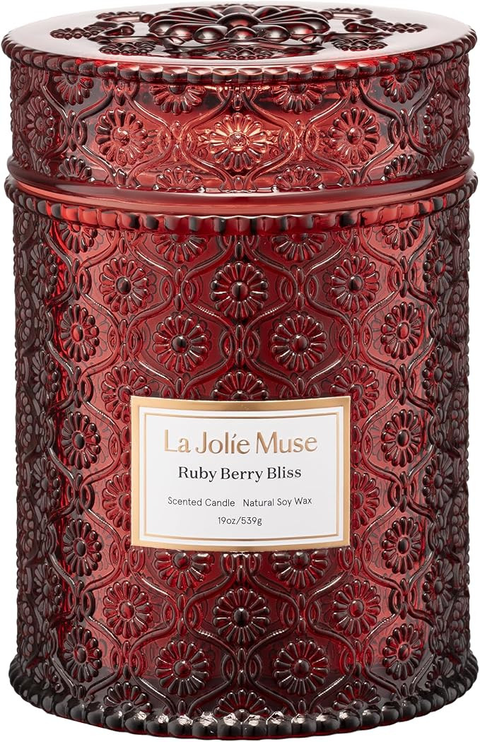 LA JOLIE MUSE Ruby Berry Bliss Scented Candles for Home,19 oz Natural Soy | Christmas Winter Holi... | Amazon (US)