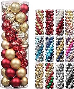 45Pcs 6cm/2.36inch Christmas Balls Glitter Christmas Tree Ornaments Hanging Christmas Home Decora... | Amazon (US)