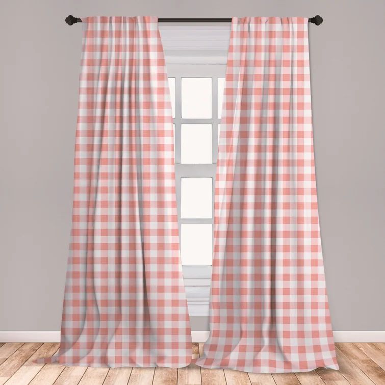 Checkered Room Darkening Rod Pocket Curtain Panels (Set of 2) | Wayfair Professional