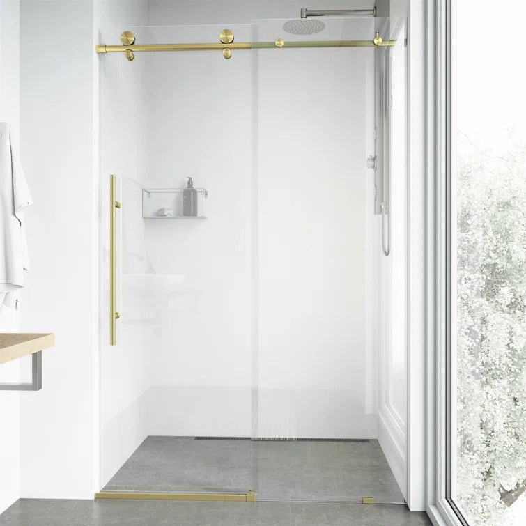 Elan E-Class 48-52" W x 76" H Sliding Frameless Shower Door with 3/8" Clear Glass | Wayfair North America