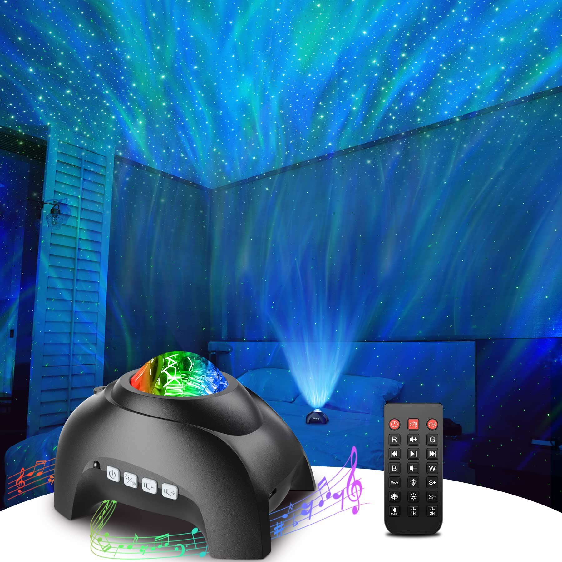 Star Projector, Galaxy Projector for Bedroom, Bluetooth Speaker and White Noise Aurora Projector,... | Amazon (US)