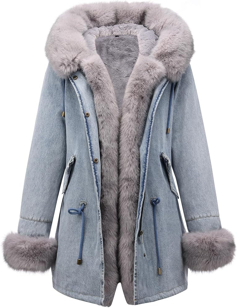 Bellivera Women Twill Parka Jacket, Winter Fashion Warm Long Hood Coat with Faux Fur Collar | Amazon (US)