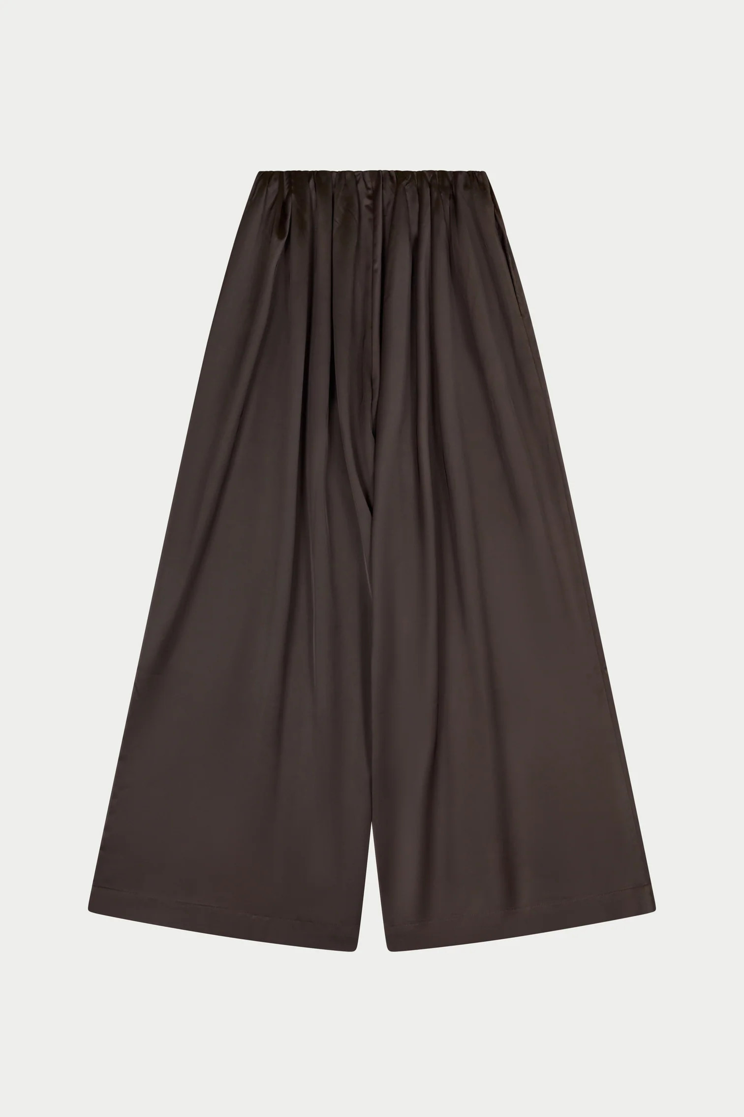 SATIN WIDE LEG TROUSERS - CHOCOLATE | The Couture Club