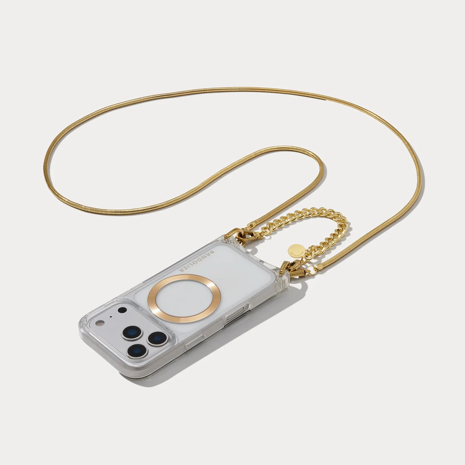 Palmer Magnet Duet Crossbody Phone Case - Clear/Gold | Bandolier