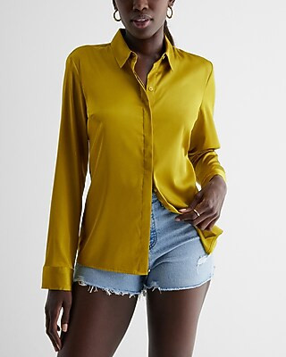 Satin Relaxed Portofino Shirt | Express