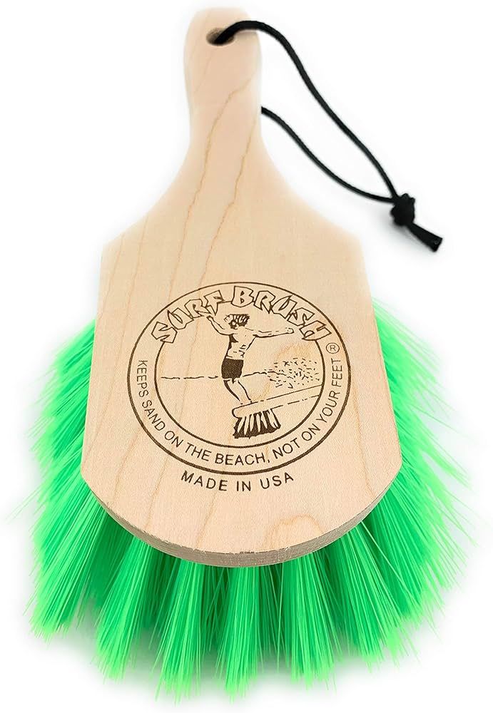 Surf Brush 8 Inch or 15 Inch Custom Wood Handle in Green or Pink Bristles, Leash String Included. | Amazon (US)