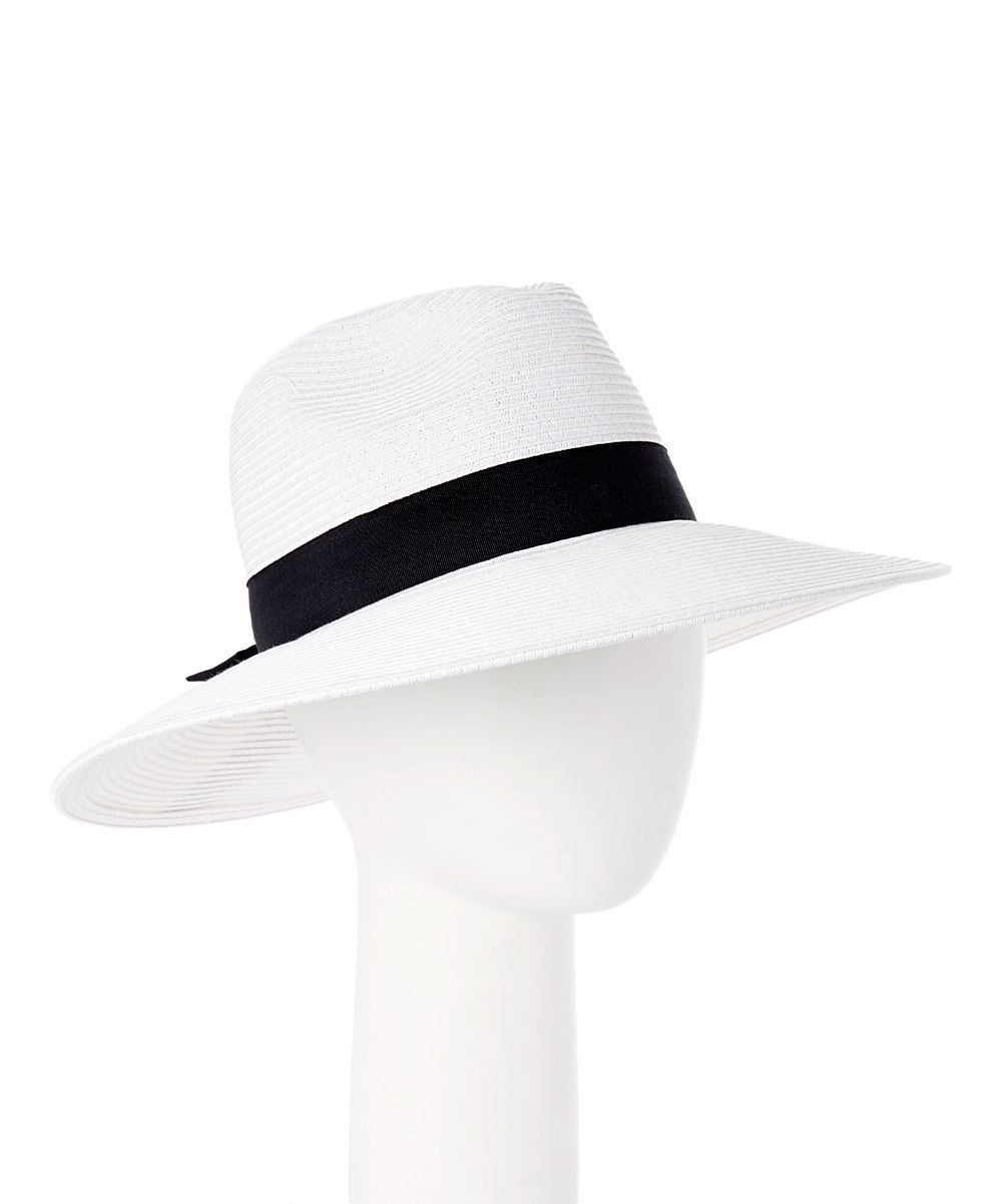 Jeanne Simmons Accessories Women's Fedoras White - White Bow-Accent Upf 50+ Sunhat | Zulily
