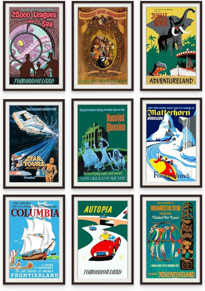 Vintage Disney Posters - Disneyland Ride Art Posters, Disney Wall Art, Disney Home Decor, Disney ... | Amazon (US)