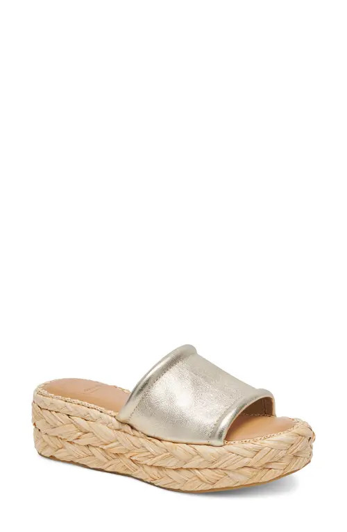 Dolce Vita Chavi Platform Slide Sandal in Light Gold Metallic Leather at Nordstrom, Size 8 | Nordstrom