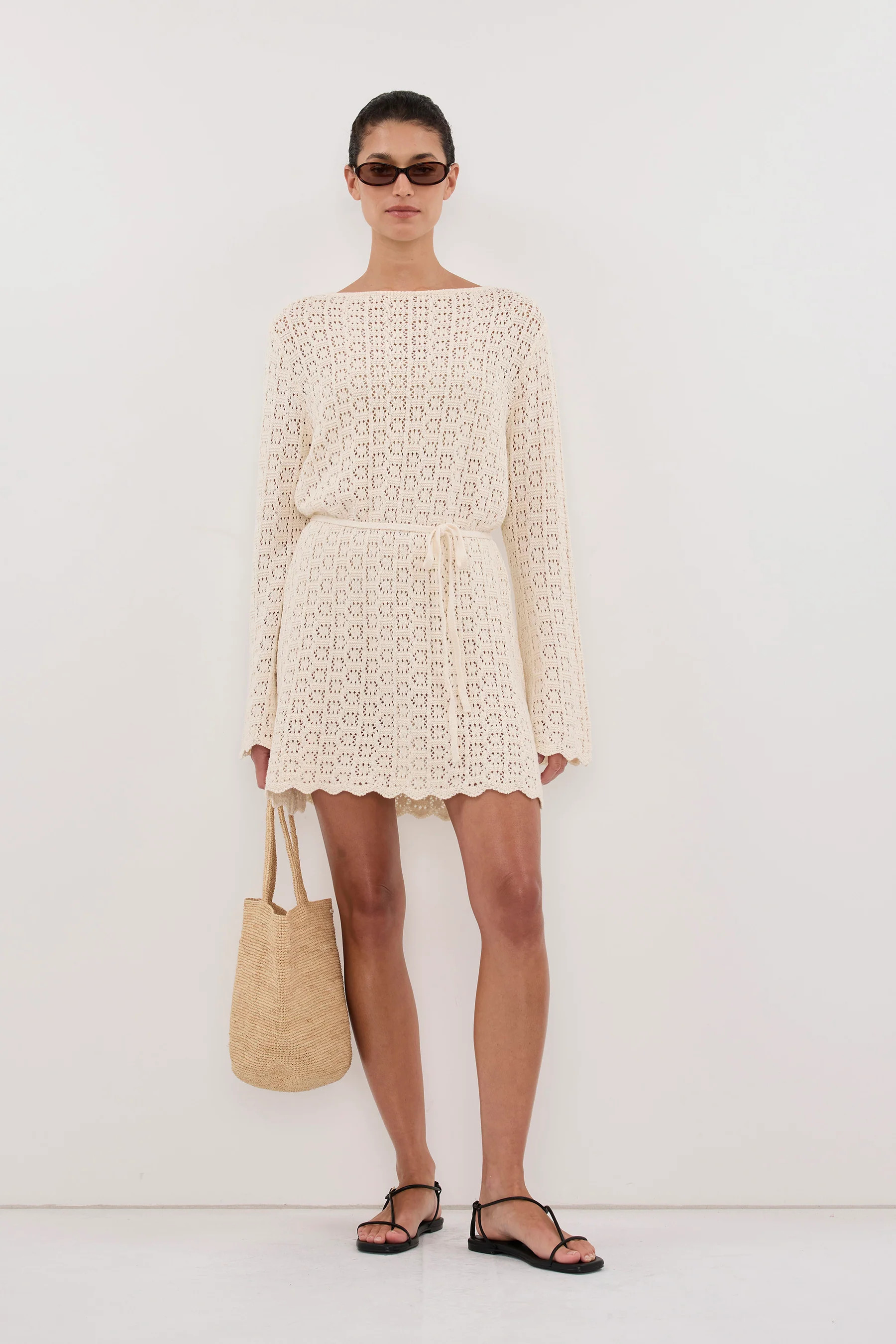 KEIRA NATURAL LONG SLEEVE KNIT MINI DRESS | DISSH