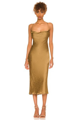 Lovers and Friends Lauren Midi Dress in Gold from Revolve.com | Revolve Clothing (Global)