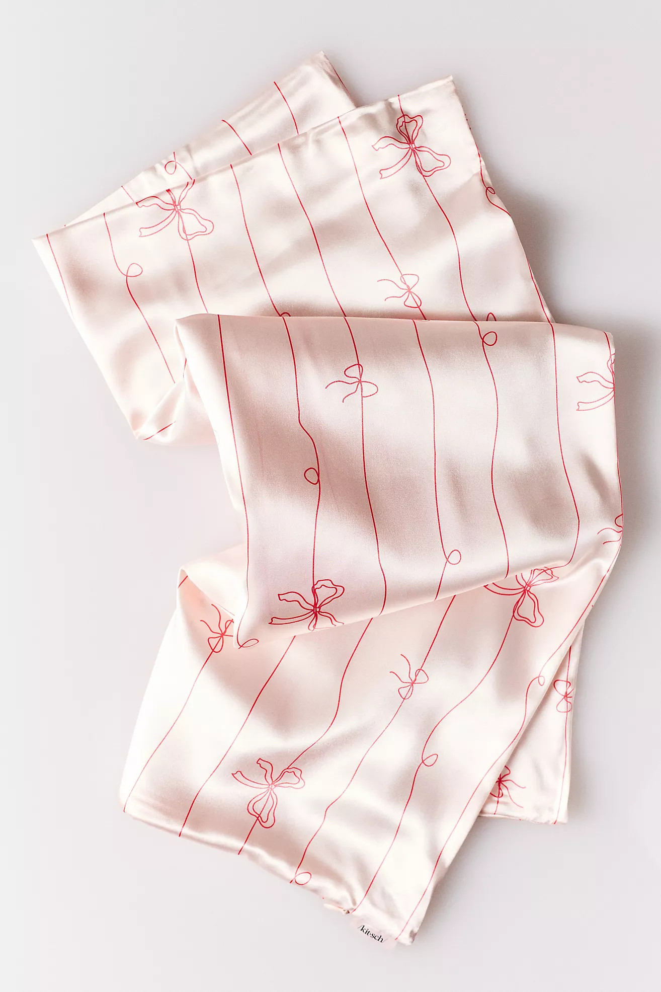 KITSCH Striped Bows Satin King Pillowcase | Anthropologie (US)