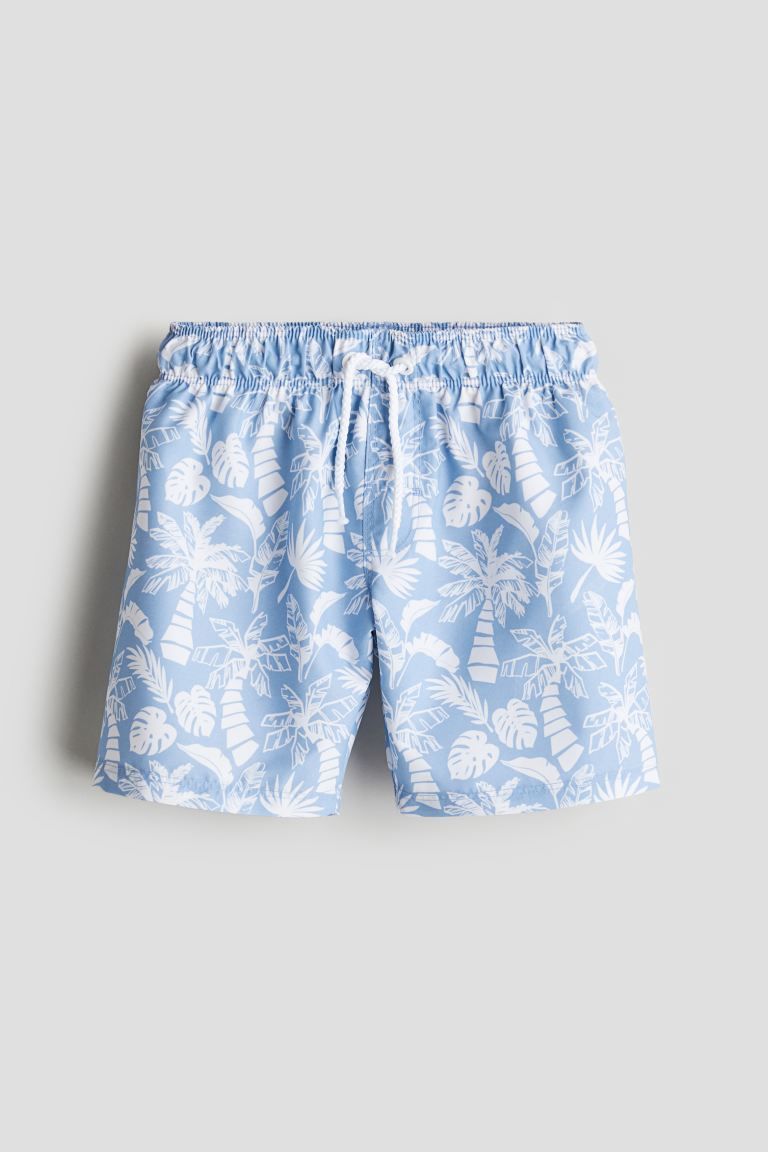 Swim Shorts - Regular waist - Short - Light blue/palm trees - Kids | H&M US | H&M (US + CA)