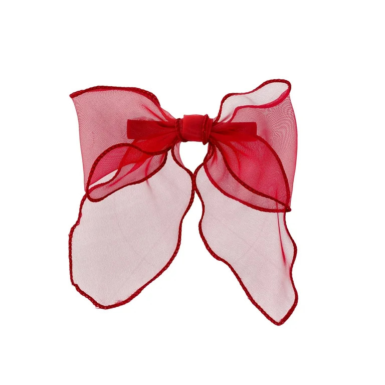 Time and Tru Women's Organza Bow Hair Clip, Red | Walmart (US)